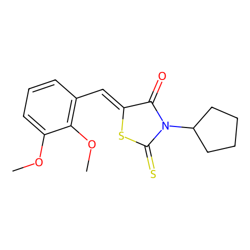(5Z)-3-cyclopentyl-5-(2,3-dimethoxybenzylidene)-2-thioxo-1,3-thiazolidin-4-one structure