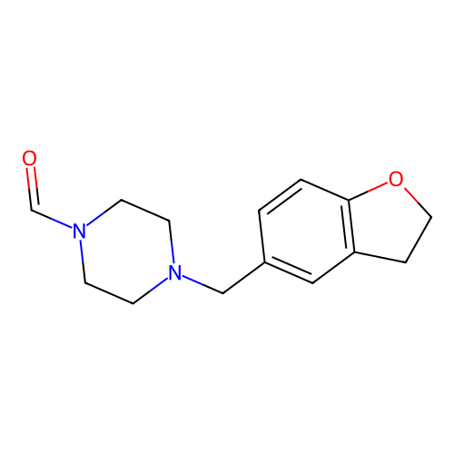 4-((2,3-Dihydro-5-benzofuranyl)methyl)piperazine-1-carbaldehyde structure