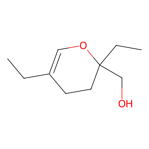 2,5-diethyl-3,4-dihydro-2H-pyran-2-methanol structure