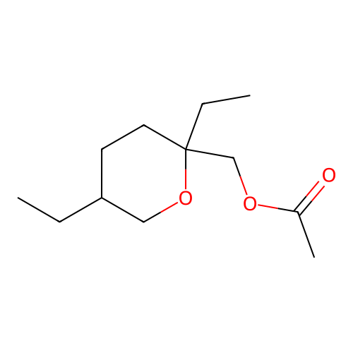 2,5-Diethyltetrahydro-2H-pyran-2-methyl acetate structure
