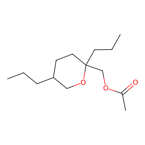 Tetrahydro-2,5-dipropyl-2H-pyran-2-methyl acetate structure