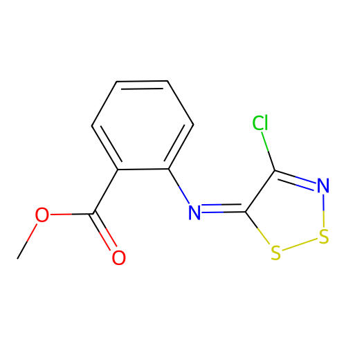 methyl 2-[(Z)-(4-chlorodithiazol-5-ylidene)amino]benzoate structure