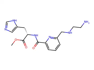 Methyl 2-(((2-aminoethyl)amino)methyl)-6-carboxylpyridinehistidinate structure