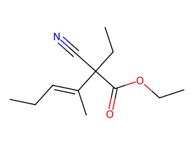 Ethyl 2-cyano-2-ethyl-3-methyl-3-hexenoate structure