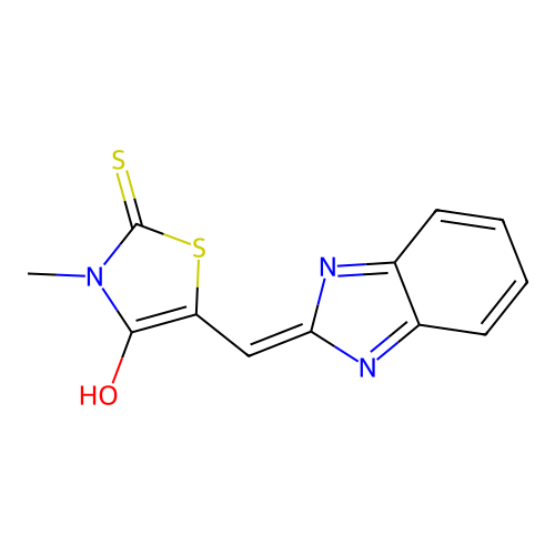 (Z)-5-((1H-benzo[d]imidazol-2-yl)methylene)-3-methyl-2-thioxothiazolidin-4-one structure