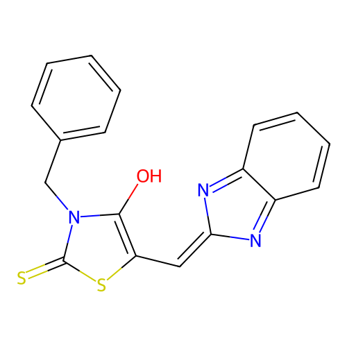 (5Z)-5-(1H-benzimidazol-2-ylmethylidene)-3-benzyl-2-thioxo-1,3-thiazolidin-4-one structure