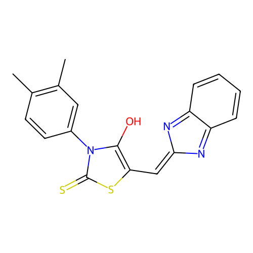 (Z)-5-((1H-benzo[d]imidazol-2-yl)methylene)-3-(3,4-dimethylphenyl)-2-thioxothiazolidin-4-one structure