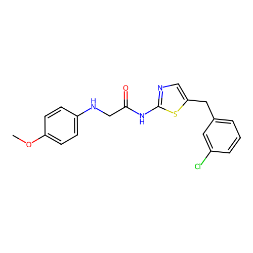 N-(5-(3-chlorobenzyl)thiazol-2-yl)-2-((4-methoxyphenyl)amino)acetamide structure
