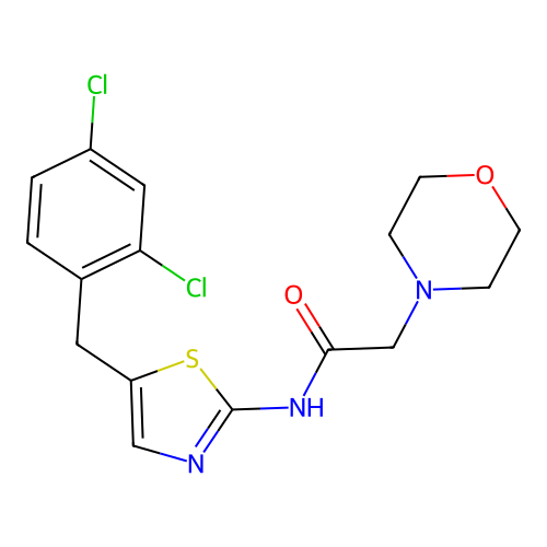 N-[5-(2,4-dichlorobenzyl)-1,3-thiazol-2-yl]-2-(morpholin-4-yl)acetamide structure