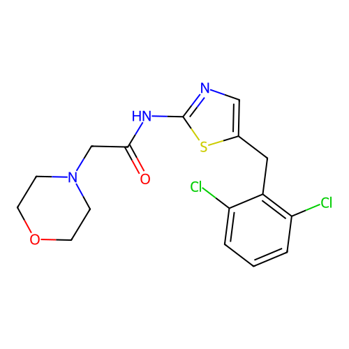 N-[5-(2,6-dichlorobenzyl)-1,3-thiazol-2-yl]-2-(morpholin-4-yl)acetamide structure