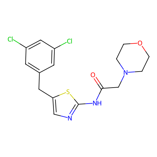 N-[5-[(3,5-dichlorophenyl)methyl]-1,3-thiazol-2-yl]-2-morpholin-4-ylacetamide structure