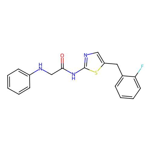 N-(5-(2-fluorobenzyl)thiazol-2-yl)-2-(phenylamino)acetamide structure