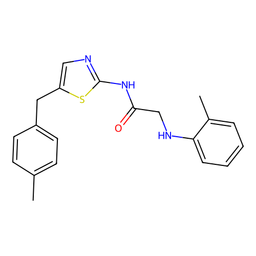 N-(5-(4-methylbenzyl)thiazol-2-yl)-2-(o-tolylamino)acetamide structure