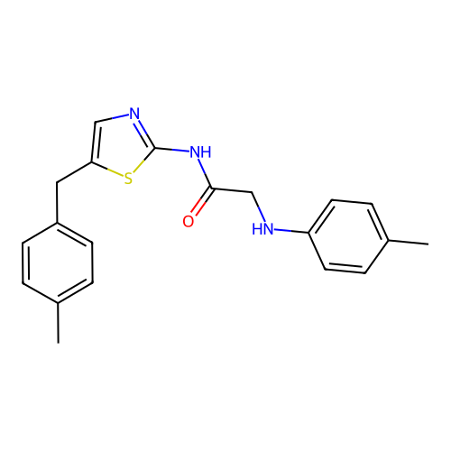 N-(5-(4-methylbenzyl)thiazol-2-yl)-2-(p-tolylamino)acetamide structure
