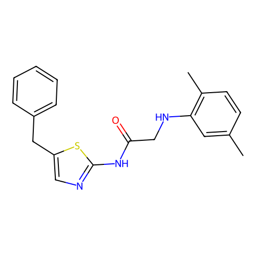N-(5-benzylthiazol-2-yl)-2-((2,5-dimethylphenyl)amino)acetamide structure