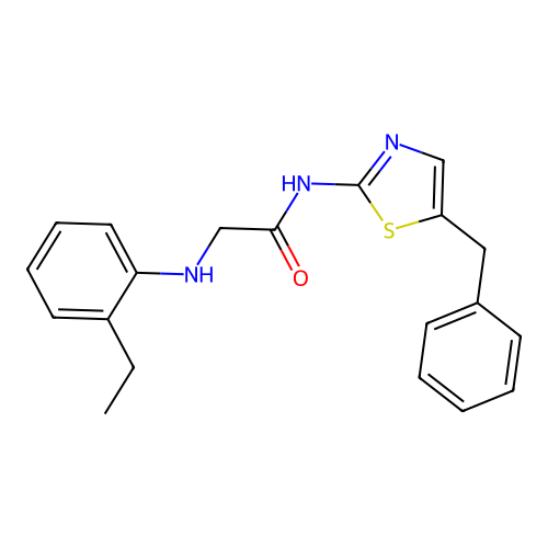 N-(5-benzylthiazol-2-yl)-2-((2-ethylphenyl)amino)acetamide structure
