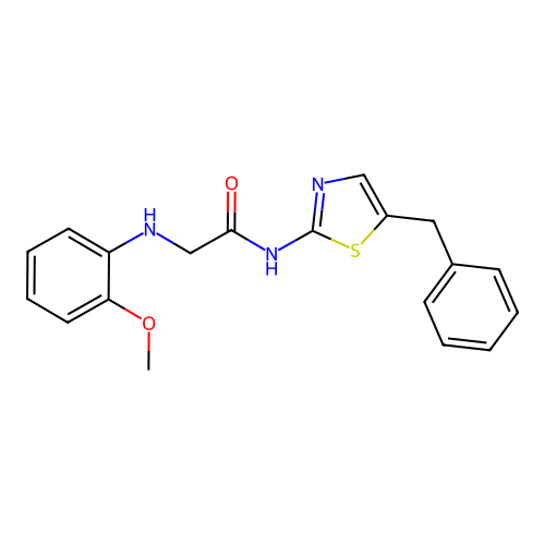 N-(5-benzylthiazol-2-yl)-2-((2-methoxyphenyl)amino)acetamide structure