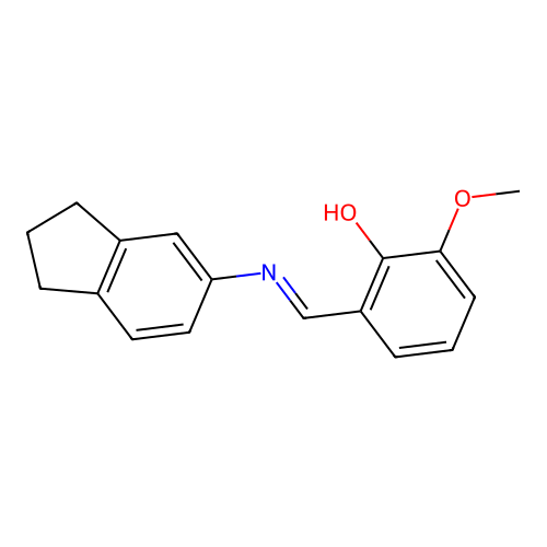 2-[(E)-(2,3-dihydro-1H-inden-5-ylimino)methyl]-6-methoxyphenol structure