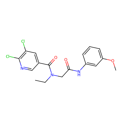 2-[1-(5,6-dichloropyridin-3-yl)-N-ethylformamido]-N-(3-methoxyphenyl)acetamide structure