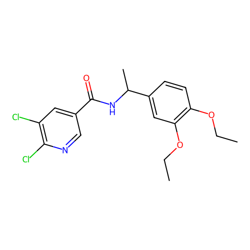 5,6-dichloro-N-[1-(3,4-diethoxyphenyl)ethyl]pyridine-3-carboxamide structure