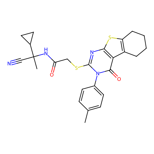 N-(1-cyano-1-cyclopropylethyl)-2-[[3-(4-methylphenyl)-4-oxo-5,6,7,8-tetrahydro-[1]benzothiolo[2,3-d]pyrimidin-2-yl]sulfanyl]acetamide structure