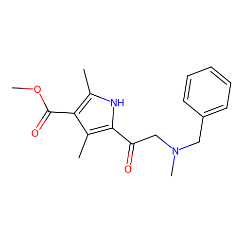 Methyl 5-(N-benzyl-N-methylglycyl)-2,4-dimethyl-1H-pyrrole-3-carboxylate structure