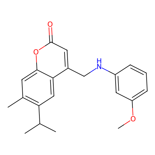 4-[(3-Methoxyanilino)methyl]-7-methyl-6-propan-2-ylchromen-2-one structure