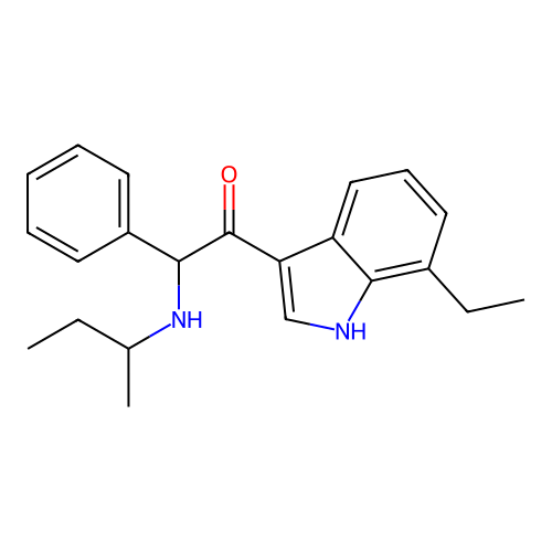 2-(butan-2-ylamino)-1-(7-ethyl-1H-indol-3-yl)-2-phenylethanone structure