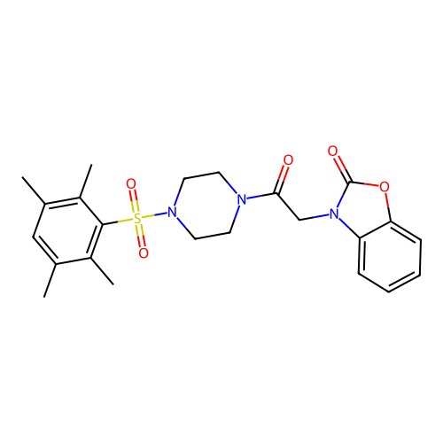 3-(2-Oxo-2-(4-((2,3,5,6-tetramethylphenyl)sulfonyl)piperazin-1-yl)ethyl)benzo[d]oxazol-2(3H)-one structure
