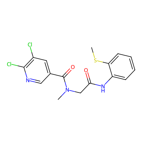 2-[1-(5,6-dichloropyridin-3-yl)-N-methylformamido]-N-[2-(methylsulfanyl)phenyl]acetamide structure