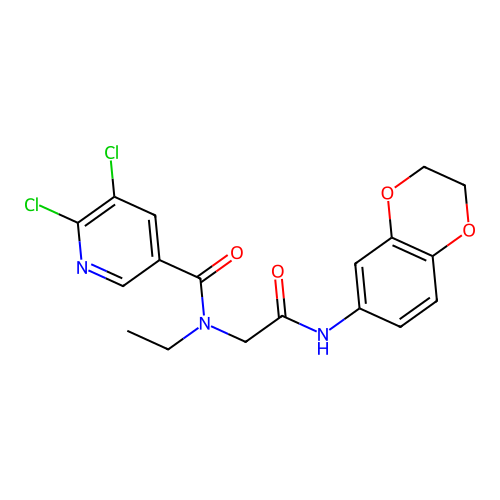 2-[1-(5,6-dichloropyridin-3-yl)-N-ethylformamido]-N-(2,3-dihydro-1,4-benzodioxin-6-yl)acetamide structure