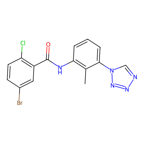 5-bromo-2-chloro-N-[2-methyl-3-(tetrazol-1-yl)phenyl]benzamide structure