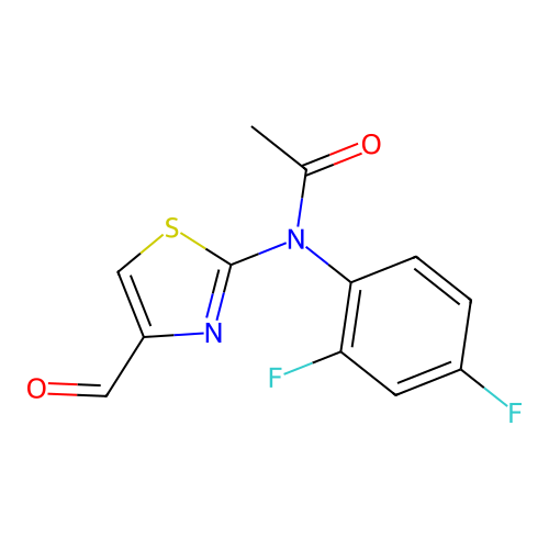 N-(2,4-difluorophenyl)-N-(4-formyl-1,3-thiazol-2-yl)acetamide structure