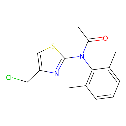 N-[4-(chloromethyl)-1,3-thiazol-2-yl]-N-(2,6-dimethylphenyl)acetamide structure