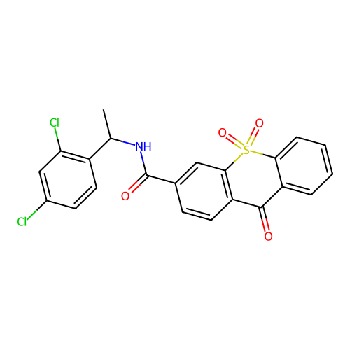 N-[1-(2,4-dichlorophenyl)ethyl]-9,10,10-trioxo-thioxanthene-3-carboxamide structure