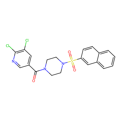 (5,6-Dichloropyridin-3-yl)-(4-naphthalen-2-ylsulfonylpiperazin-1-yl)methanone structure