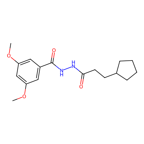 N'-(3-cyclopentylpropanoyl)-3,5-dimethoxybenzohydrazide structure