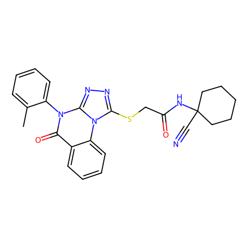 N-(1-cyanocyclohexyl)-2-[[4-(2-methylphenyl)-5-oxo-[1,2,4]triazolo[4,3-a]quinazolin-1-yl]sulfanyl]acetamide structure