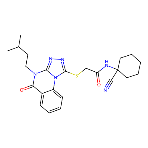 N-(1-cyanocyclohexyl)-2-{[4-(3-methylbutyl)-5-oxo-4H,5H-[1,2,4]triazolo[4,3-a]quinazolin-1-yl]sulfanyl}acetamide structure