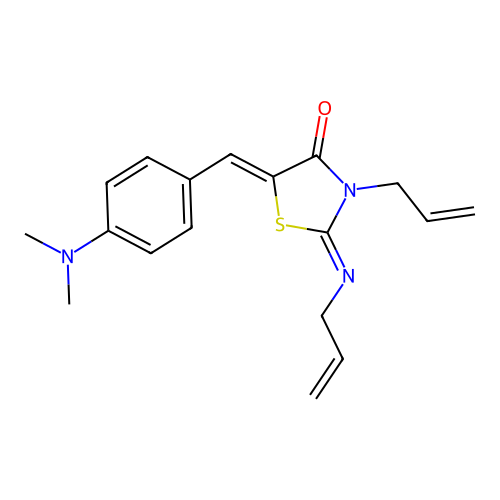 (5Z)-3-allyl-2-allylimino-5-[4-(dimethylamino)benzylidene]thiazolidin-4-one structure