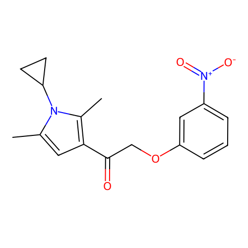 1-(1-Cyclopropyl-2,5-dimethylpyrrol-3-yl)-2-(3-nitrophenoxy)ethanone structure