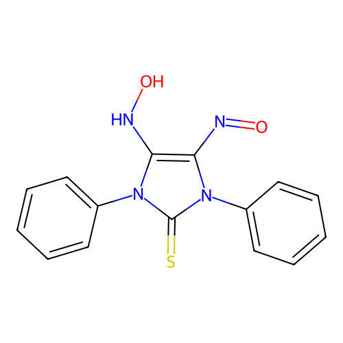 4-(Hydroxyamino)-5-nitroso-1,3-diphenyl-1,3-dihydro-2H-imidazole-2-thione structure