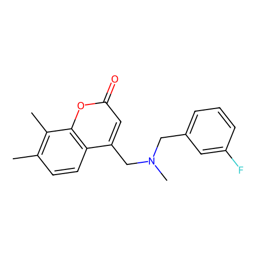 4-[[(3-Fluorophenyl)methyl-methylamino]methyl]-7,8-dimethylchromen-2-one structure