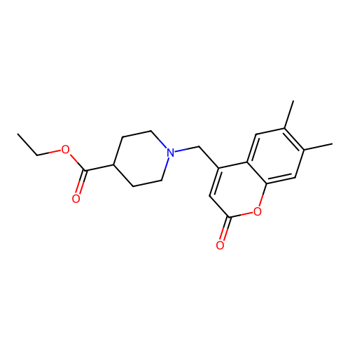 Ethyl 1-[(6,7-dimethyl-2-oxochromen-4-yl)methyl]piperidine-4-carboxylate structure
