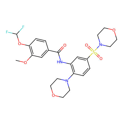 4-(difluoromethoxy)-3-methoxy-N-(2-morpholin-4-yl-5-morpholin-4-ylsulfonylphenyl)benzamide structure