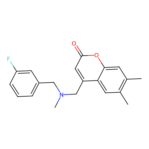 4-[[(3-Fluorophenyl)methyl-methylamino]methyl]-6,7-dimethylchromen-2-one structure