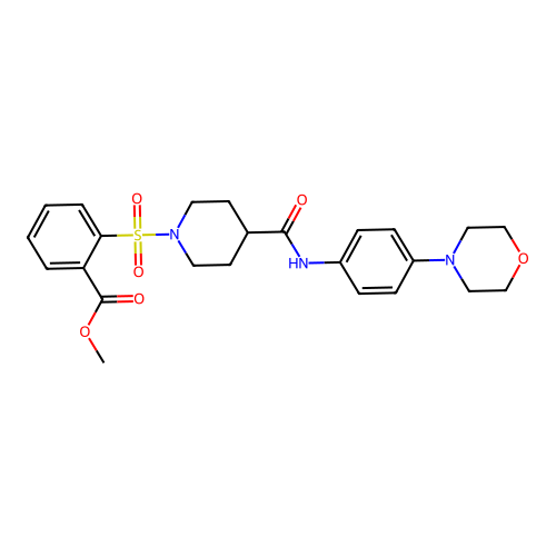 Methyl 2-[4-[(4-morpholin-4-ylphenyl)carbamoyl]piperidin-1-yl]sulfonylbenzoate structure