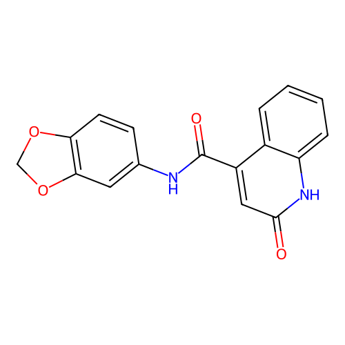 N-(1,3-benzodioxol-5-yl)-2-hydroxyquinoline-4-carboxamide structure