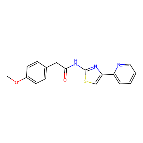 2-(4-methoxyphenyl)-N-(4-(pyridin-2-yl)thiazol-2-yl)acetamide structure