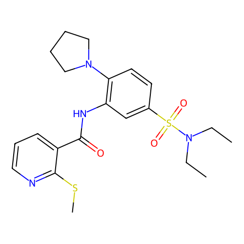 N-[5-(diethylsulfamoyl)-2-(pyrrolidin-1-yl)phenyl]-2-(methylsulfanyl)pyridine-3-carboxamide structure